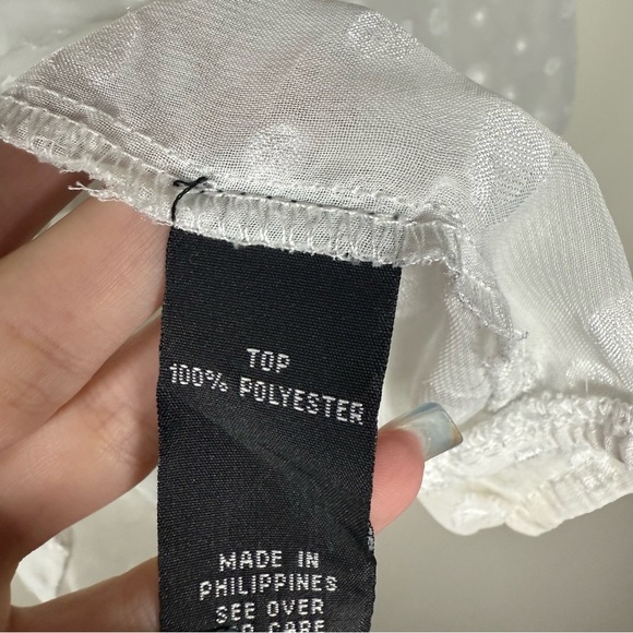 BCX White Sheer Ruffled Blouse Size Small - Picture 12 of 12